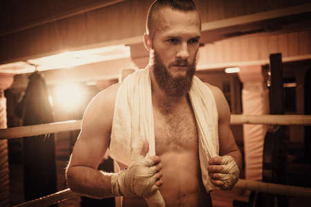 Professional fighter on training ringの写真素材