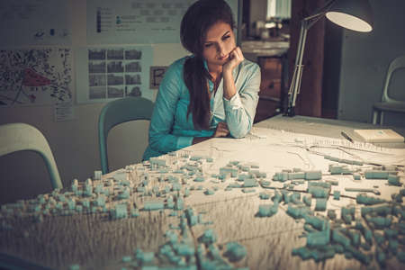 Young architect working in architect studio.の写真素材