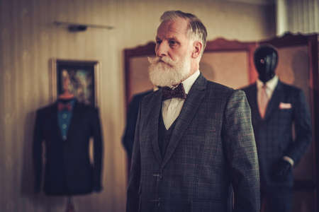 Senior client in a tailors workshopの写真素材