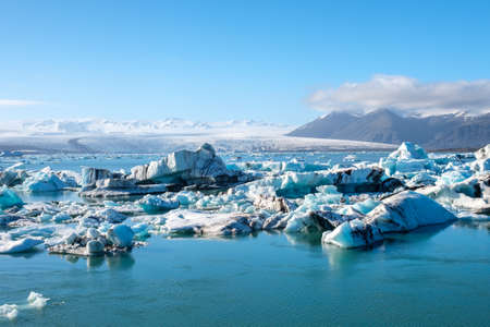 View of melting down glacier due to global warming.