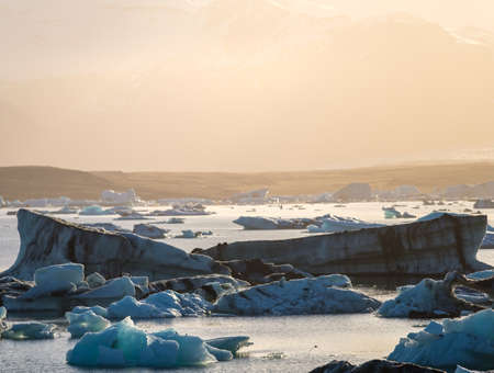 View of melting down glacier due to global warming.