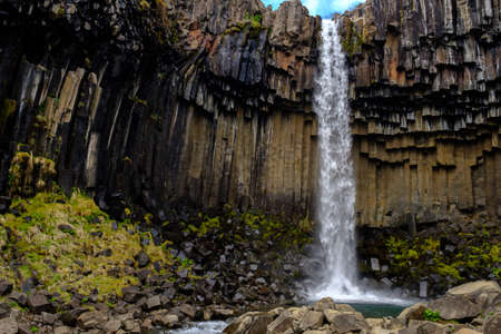 Svartifoss waterfall in Skaftafell National Park.の写真素材
