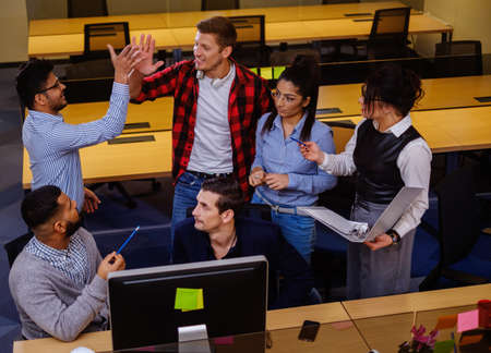 Creative colleagues brainstorming in coworking office.の写真素材