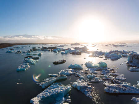 View of melting down glacier due to global warming.