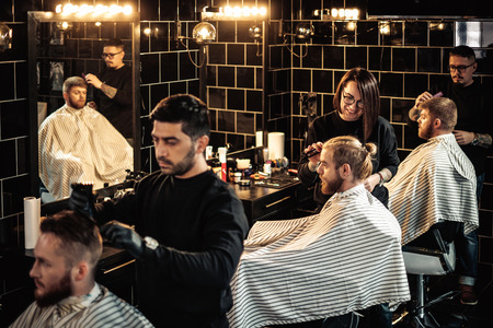 Clients in barbershop