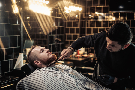 Clients in barbershopの写真素材