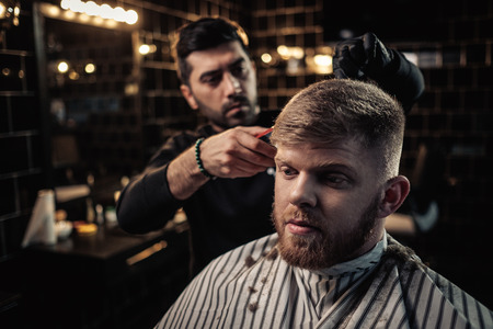 Clients in barbershopの写真素材