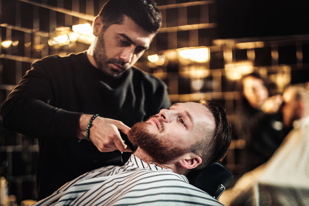 Clients in barbershopの写真素材