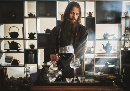 Tea ceremony is perfomed by tea masterの写真素材