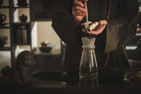 Tea ceremony is perfomed by tea masterの写真素材