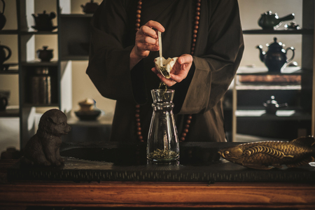 Tea ceremony is perfomed by tea masterの写真素材