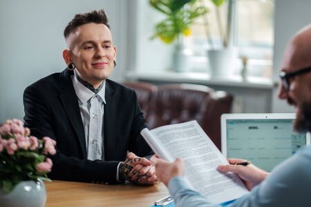 Alternative man attending job interviewの写真素材