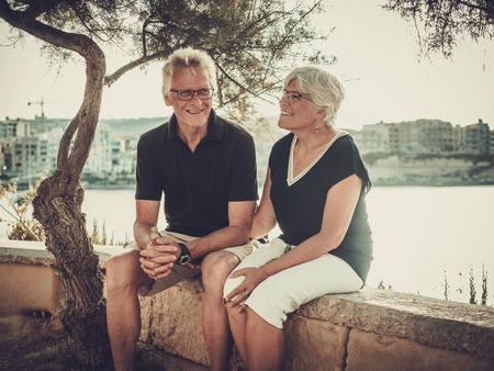 Retired couple enjoying life on Gozo islandの写真素材