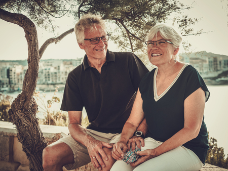 Retired couple enjoying life on Gozo islandの写真素材