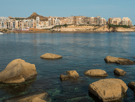 View of a beautiful Marsalforn bay, Gozo - Maltaの写真素材