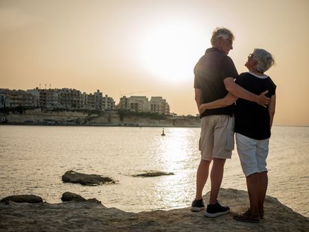 Retired couple enjoying life on Gozo islandの写真素材