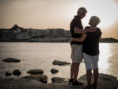 Retired couple enjoying life on Gozo islandの写真素材