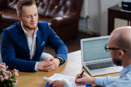 Confident man attending job interviewの写真素材