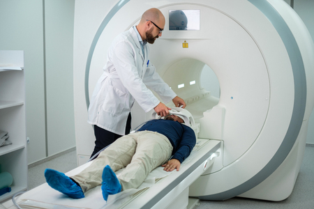 Patient visiting MRI procedure in a hospitalの写真素材