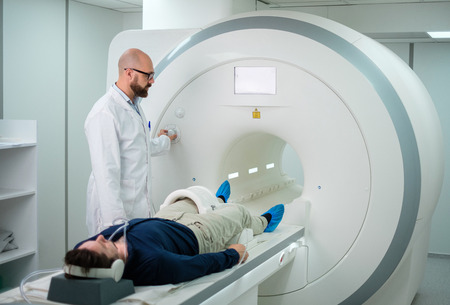 Patient visiting MRI procedure in a hospitalの写真素材