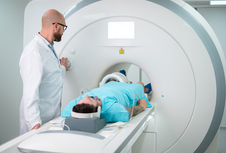 Patient visiting MRI procedure in a hospitalの写真素材