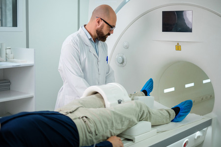 Patient visiting MRI procedure in a hospitalの写真素材