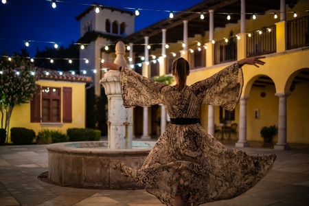 Lady in beautiful dress outdoor.の写真素材