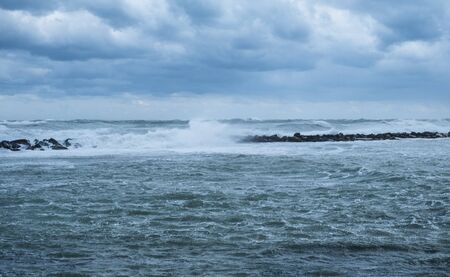 Stormy sea at Puglia coast, Italy.