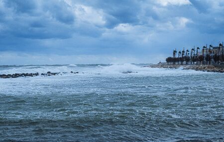 Stormy sea at Puglia coast, Italy.