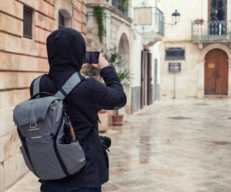 Walking charming white streets of Locorotondo in Puglia, Italy