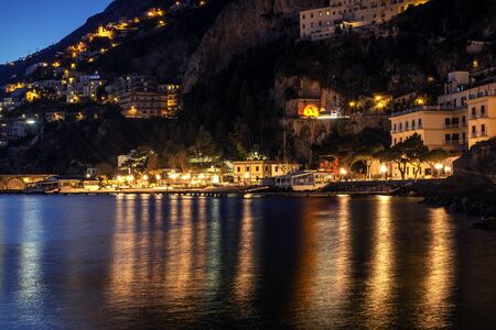 View of a Amalfi town at sunset, Italyの写真素材