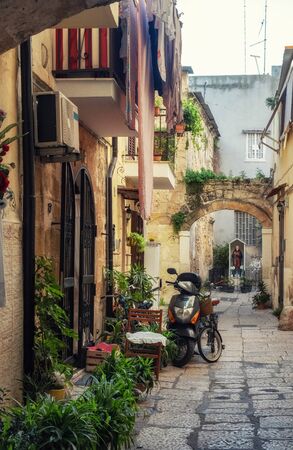 Walking streets of Bari in Puglia, Italy.の写真素材