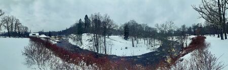 Keila waterfall during winter, Estoniaの写真素材