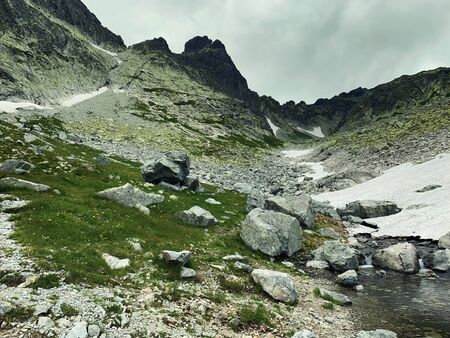 View of a beautiful High Tatras mountains, Slovakia.の写真素材