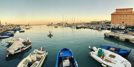 Boats in port of Bari, Italy.の写真素材