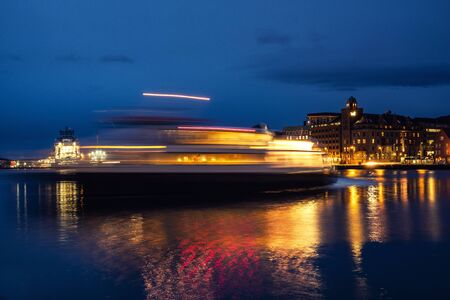 View of Bergen at night, Norwayの写真素材