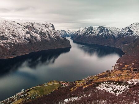 View of an Aurlandsfjord in Norway.の写真素材