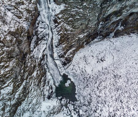 Stalheimsfossen waterfall in Naeroydalen valley, Norwayの写真素材