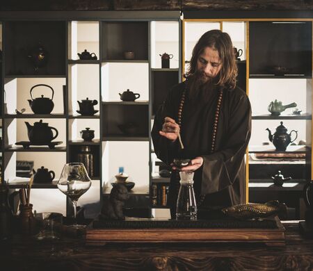 Tea ceremony is performed by tea masterの写真素材