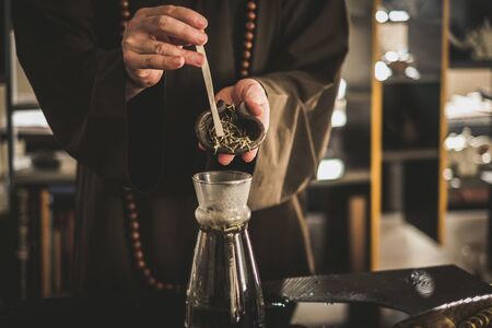 Tea ceremony is performed by tea masterの写真素材