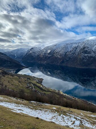 View of an Aurlandsfjord in Norway.の写真素材