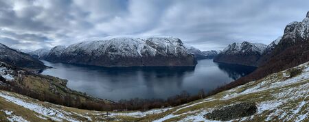 View of an Aurlandsfjord in Norway.の写真素材