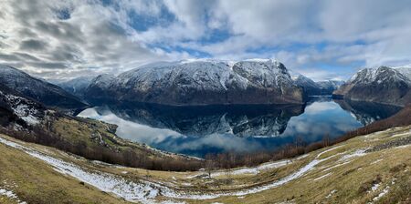 View of an Aurlandsfjord in Norway.の写真素材