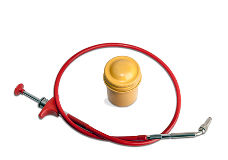 Hand-Holding Red Photography Shutter Release Cable with Yellow aluminum box for 35 mm film cartridge...