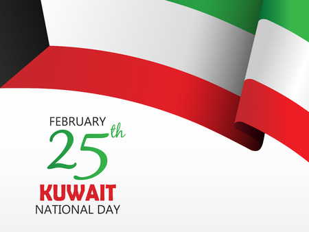 Kuwait National Day header, poster or banner background. Vector illustration celebration 25-26 February, festive icon with national flag and decoration.のイラスト素材
