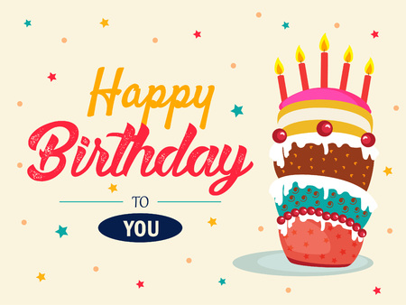 Happy birthday wishes header set decorated background With elements like realistic balloons , gift boxes, cakes and wishes. Vector. Abstract. Illustrationのイラスト素材