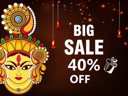 editable navratri vector illustration 2018 of goddess durga with festival background and text