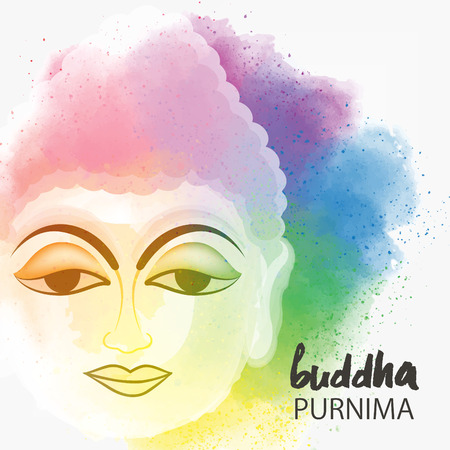 Abstract Buddha Purnima  Guru Purnima vector illustration with Buddha purnima text and face of buddhaのイラスト素材