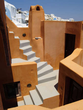 Colorful orange view on Santorini, Greeceの写真素材