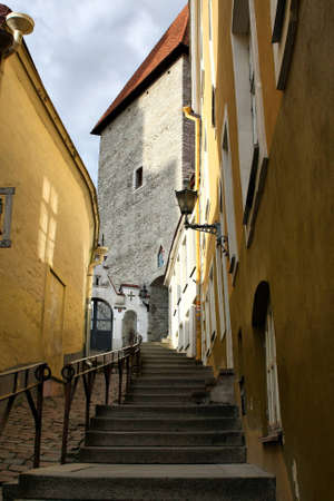Old Town street (Luhike jalg street), Tallinn, Estonia の写真素材